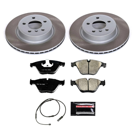 PowerStop semi-coated front brake rotor kit for BMW 528i xDrive 2012-2016, performance blank brake kit with ventilated rotors.
