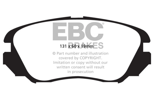 EBC 10+ Buick Allure 3.0 Greenstuff front brake pads, performance brake pads for enhanced stopping power and durability.