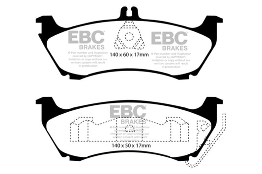 EBC Ultimax2 rear brake pads for Mercedes-Benz M-Class ML320 3.2, OE quality brake pads, shown in the image.