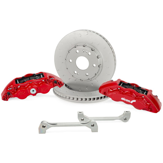 Alcon 2021+ RAM TRX big brake kit with red 376x42mm rotors and 6-piston calipers for front brake upgrade on high-performance trucks.
