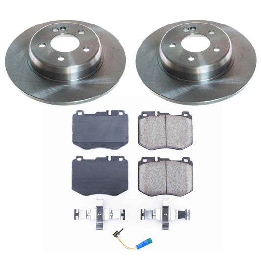 PowerStop OE rear brake kit for 2017-2018 Mercedes-Benz C300, includes brake pads and rotors for improved stopping power.