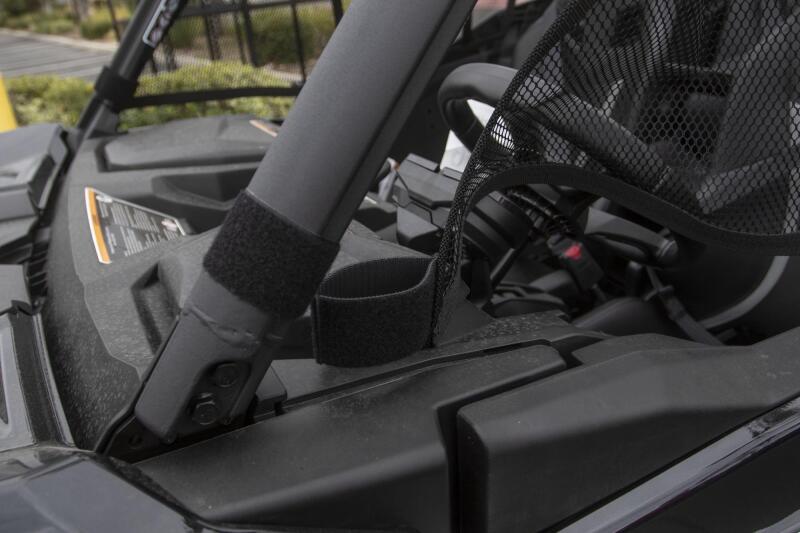 Pair of PRP Seats mesh window doors for Can-Am Maverick Sport/Trail UTV, durable fabric with secure mesh panels.
