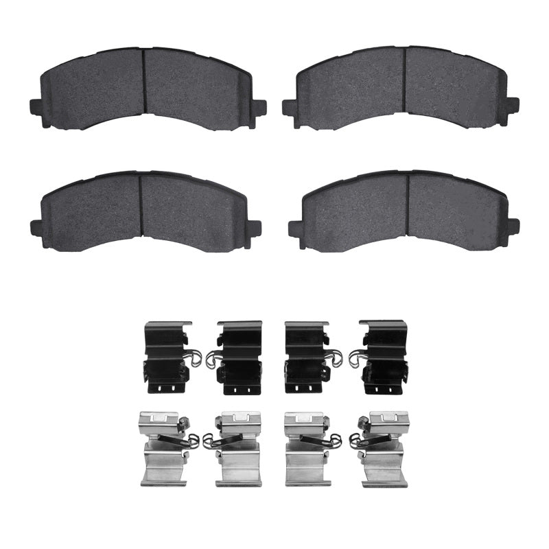 R1 Concepts Ford Bronco R1 21-25 front ceramic brake pads and hardware kit, OE style, with hardware components visible.