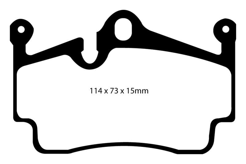 EBC 04-08 Porsche Boxster 2.7 Yellowstuff Rear Brake Pads with cast iron rotors, performance brake components, detailed close-up image