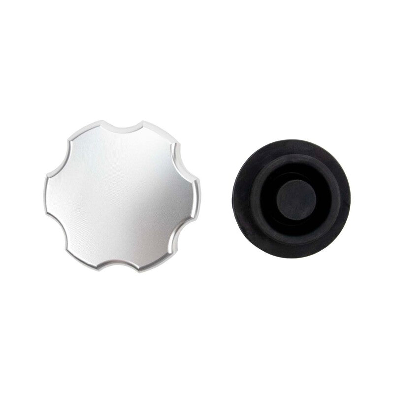 Wehrli billet brake reservoir cap for Ford Super Duty 6.7L Power Stroke, clear anodized finish, oil fill tube accessory