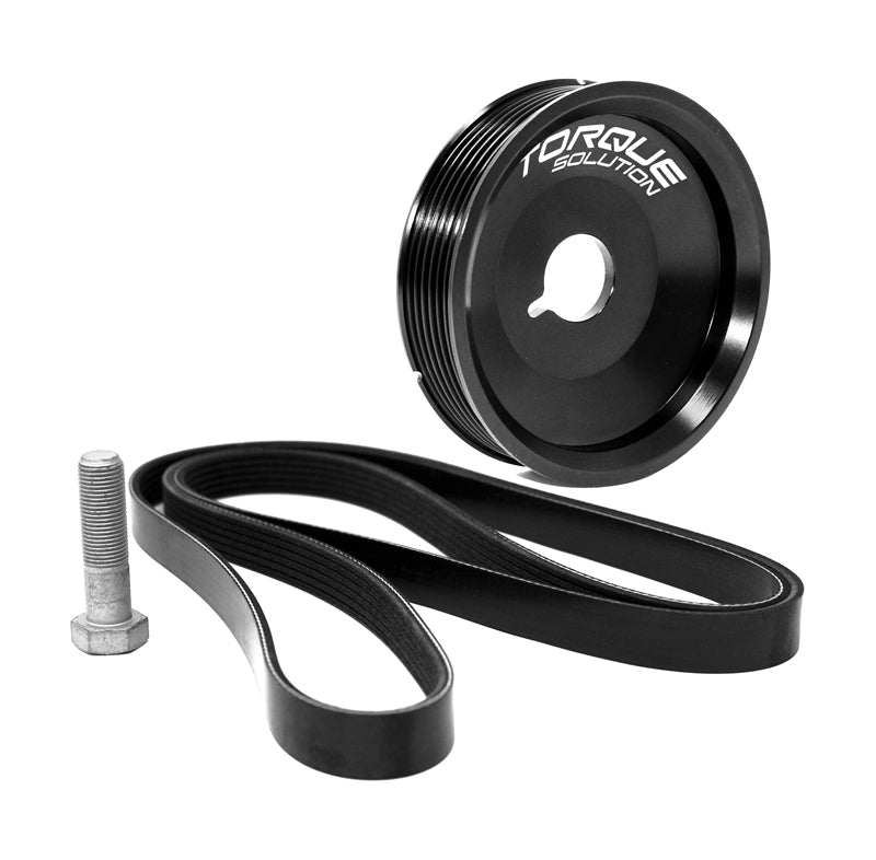 Torque Solution underdrive crank pulley kit for Porsche Boxster and Cayman, includes crank pulley with A/C, excluding turbo engines.