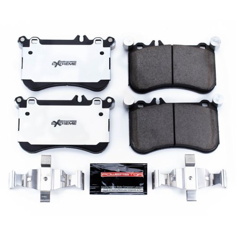 PowerStop Z26 Extreme Street brake pads with hardware for Mercedes-Benz CLS550 2012-2018 front brake system.