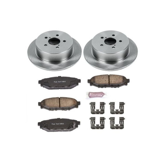 PowerStop OE rear brake kit for 2005-2009 Subaru Legacy, includes brake rotors and pads for reliable stopping power.