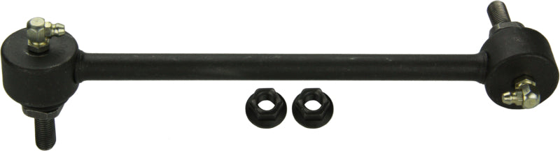 Moog 08-16 Smart Fortwo front sway bar endlink showing metal and rubber components attached to vehicle suspension.