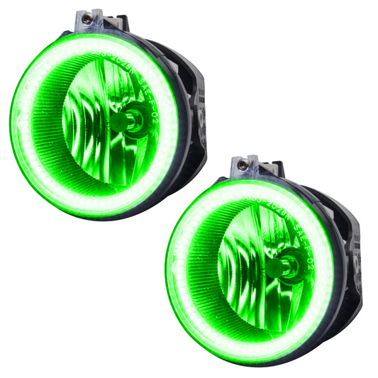 Oracle Lighting green pre-assembled LED halo fog lights for 2007-2009 Chrysler Aspen, featuring bright green LED halos.