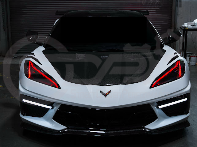 2020-Up Chevrolet Corvette C8 | Custom DRL Conversion Front Headlight Module Set Pair (Amber, Blue, Green, or Red)