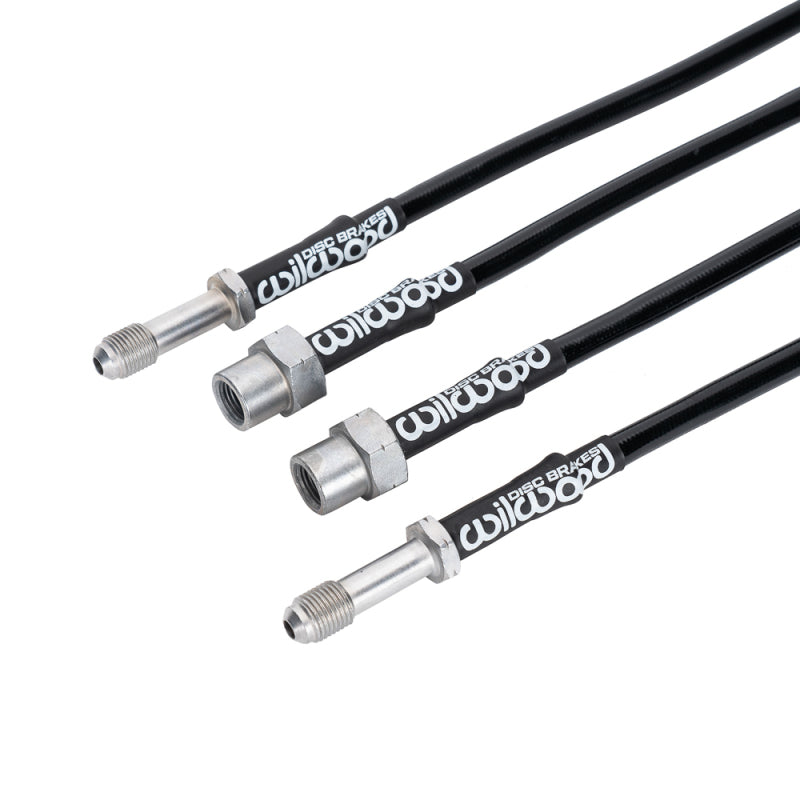Wilwood rear brake line kit for 2008-2013 BMW M3, flexible brake hose set with metal fittings for improved braking performance.