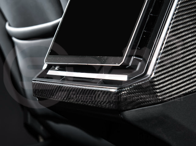 2024-Up Tesla Cybertruck | Interior DRY Carbon Fiber Rear Display Lower Trim Cover