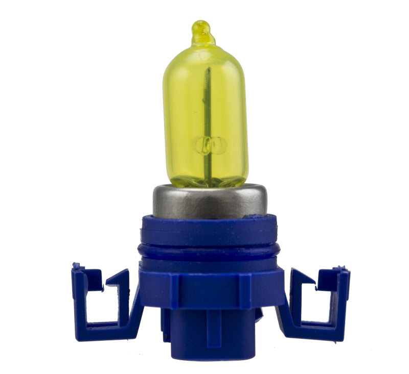 Pair of Hella H16/9009 12V 35W Xen Pure Yellow XY bulbs for vehicle headlights, showcasing the yellow-tinted bulb design.