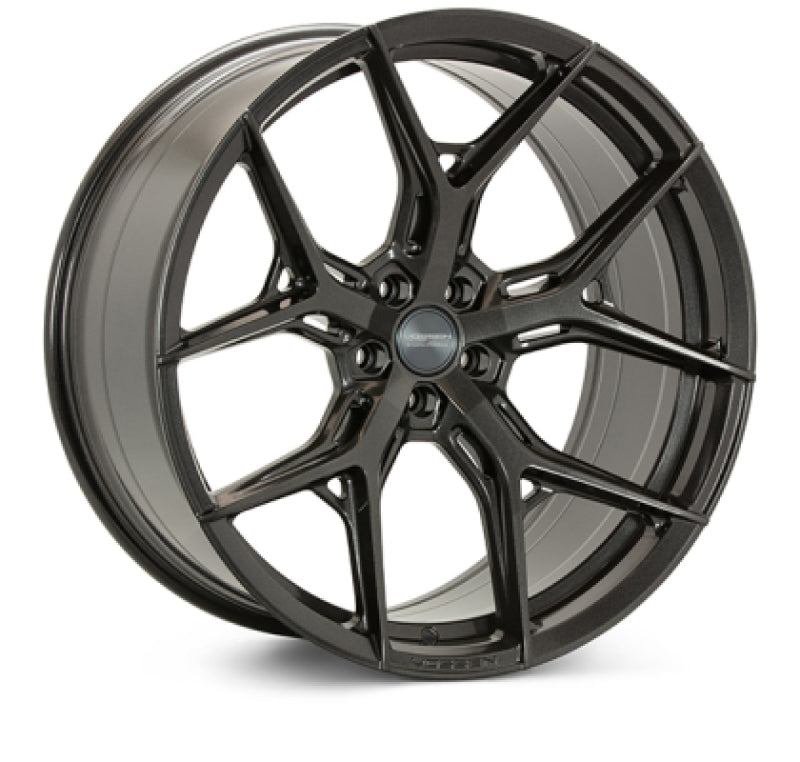 Vossen HF5 forged 22-inch wheel with anthracite finish, deep concave design, 5x120 bolt pattern, ET10 offset, and 66.56mm center bore.