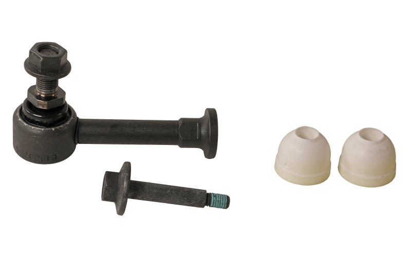 Moog Toyota 4Runner front sway bar endlink, replacement part for 1990-1995 models, showing the metal linkage with mounting hardware.