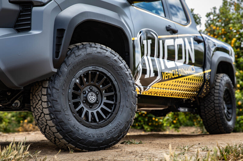 ICON Recon Pro 18x9 satin black cast wheel with 6x5.5 bolt pattern, 25mm offset, 6-inch backspacing, and 95.1mm bore.