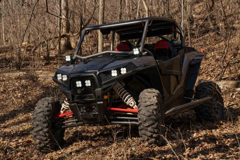 Diode Dynamics LED grille kit for 2014-2018 Polaris RZR XP with white and combo lights, durable automotive grille upgrade.