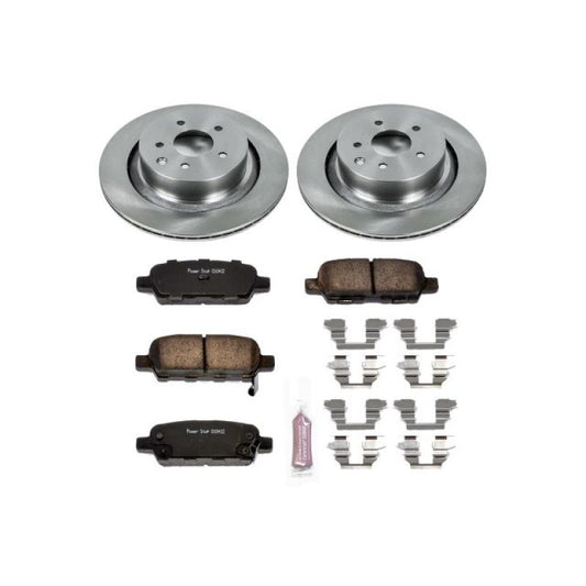 PowerStop rear brake kit for 2007-2008 Infiniti G35, OE brake components with disc brake rotors and calipers.