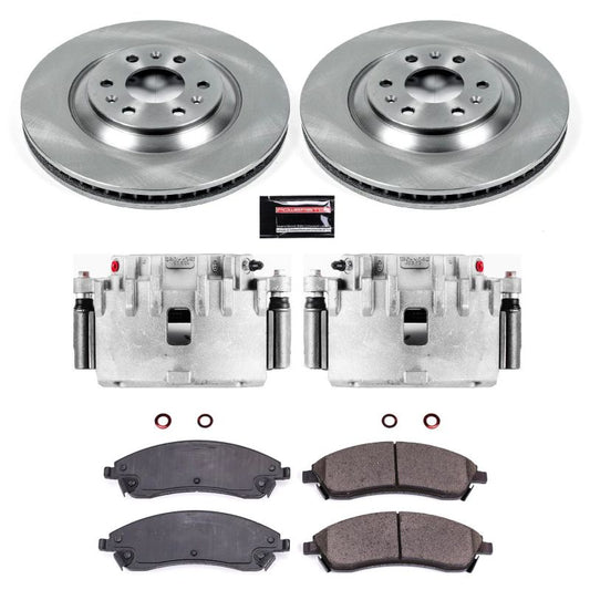 PowerStop OE front brake calipers with autospecialty kit for 2004-2009 Cadillac SRX, including calipers and brake pads