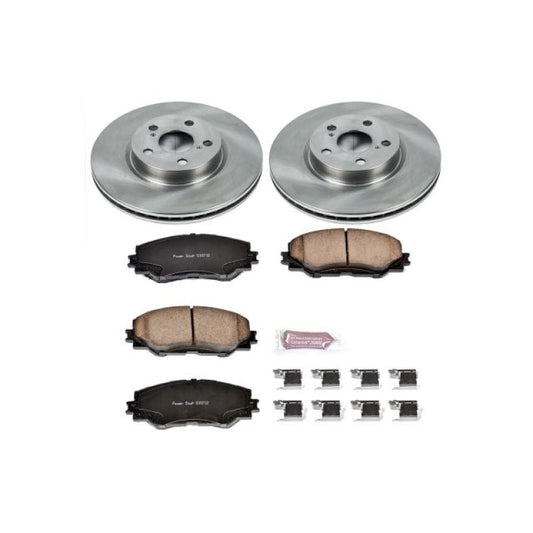 PowerStop OE front brake kit for 2009-2010 Pontiac Vibe, includes rotors and pads, automotive brake replacement part