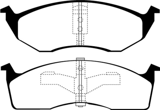 EBC Ultimax2 front brake pads for 1995-97 Chrysler Concorde 3.3, OE style brake pads with metal backing plates.