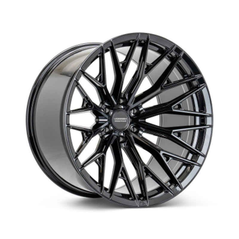 Vossen HFX-6 18x9 forged wheel in gloss black with super deep face, 6x135 bolt pattern, ET0 offset, and 87.1 bore.