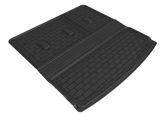 Black 3D MAXpider 2021 Chevrolet Tahoe GMC Yukon rear seatback protector cargo liner, rubber floor mat for vehicle protection.