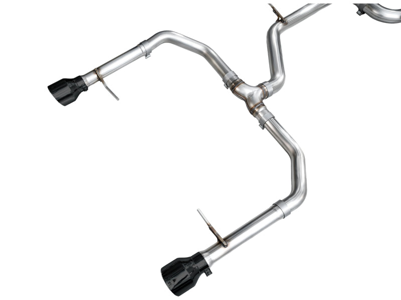 AWE Tuning 22-25 Volkswagen Jetta GLI Track Edition catback exhaust with diamond black tips, showing the sleek exhaust pipes and tips.