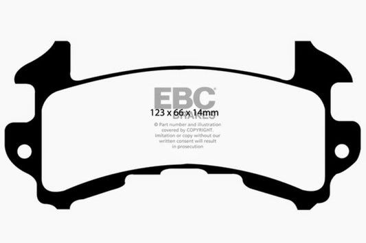 EBC Ultimax2 rear brake pads for Buick Riviera 1982-1985 3.8 Turbo, OE style, high-performance automotive brake component.