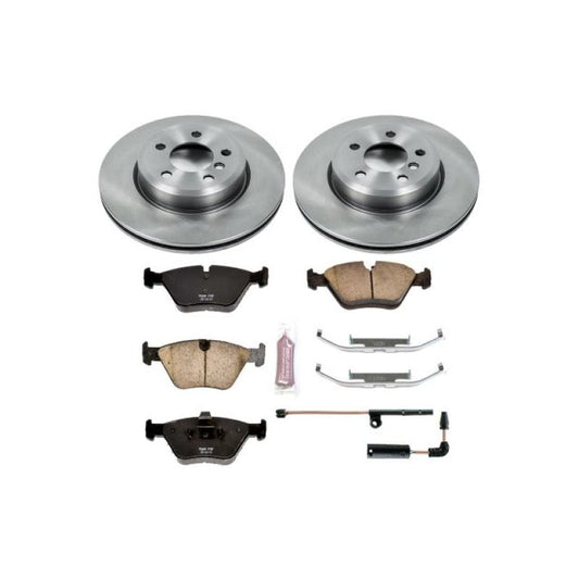 PowerStop OE brake kit for BMW X3 front, includes brake rotors and pads, designed for optimal stopping performance.