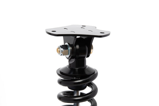 QA1 Chevrolet Silverado 4WD lowering spindles, adjustable from 4 to 6 inches, for improved stance and ride quality.