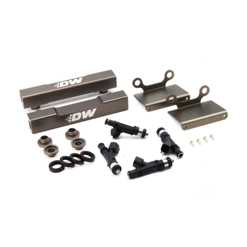 DeatschWerks Subaru STI/LGT fuel rail conversion kit with 1000cc injectors for 2004-2006 models, side feed to top feed upgrade.