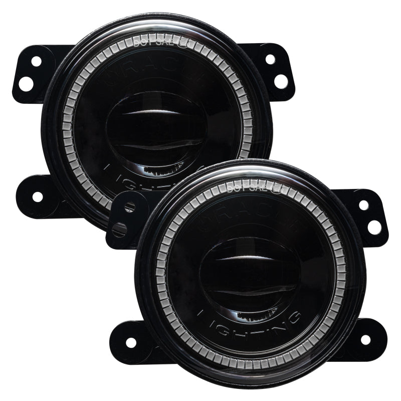 Oracle Lighting high performance green LED fog lights for Jeep Wrangler JK, JL, and JT models, showcasing their bright illumination.