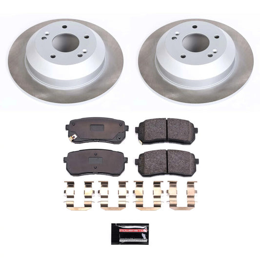 PowerStop rear semi-coated rotor kit for Kia Sedona 2015-2021, performance brake kit with blank rotors and hardware included.