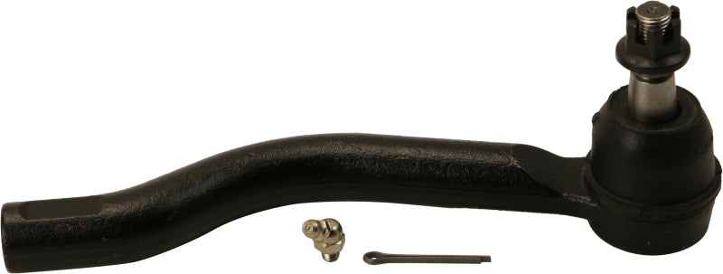 Moog Nissan Murano 2015-2022 front left outer tie rod showing the metal rod with rubber boot and connection ends