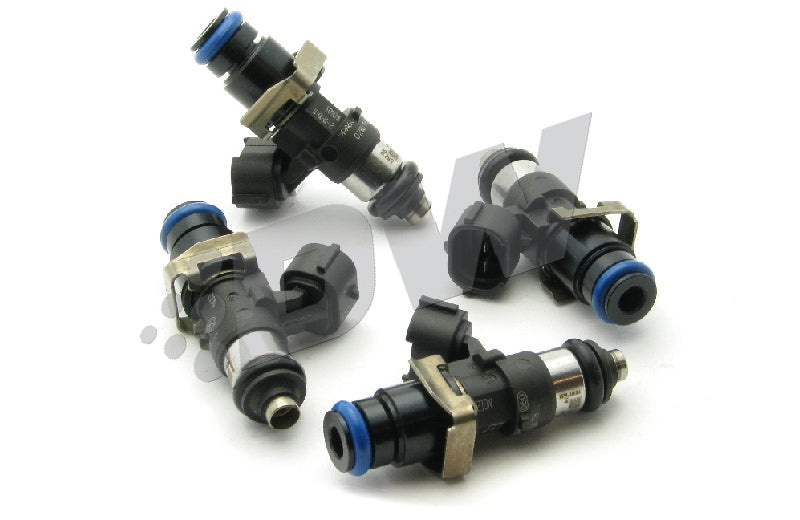 DeatschWerks 07-12 Mitsubishi Evo X 2200cc fuel injector set for 4-cylinder engines, showing four high-performance injectors
