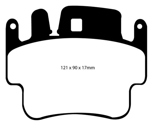 EBC Redstuff front brake pad for Porsche 911 996 3.4 Carrera 2, performance iron rotor brake pad, shown in image.