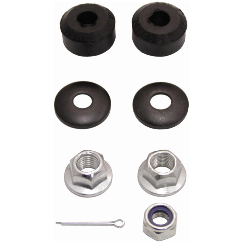Moog front sway bar endlinks kit for 2011-2012 Ram 1500 truck, showing metal sway bar links with bushings and mounting hardware.