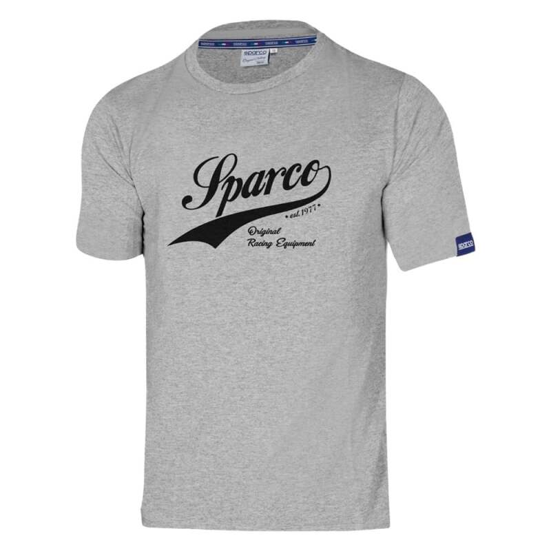Vintage small black Sparco T-shirt with graphic design, casual men's shirt for motorsport fans.