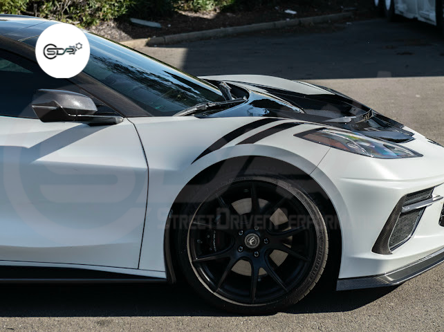 2020-PRESENT CHEVROLET CORVETTE C8 | ZR1 REPLICA STYLE CARBON FLASH FRONT VENTED HOOD