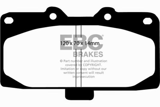 EBC Redstuff front brake pads for Nissan Skyline R32 2.6 Twin Turbo GT-R, performance brake pads with red friction material.