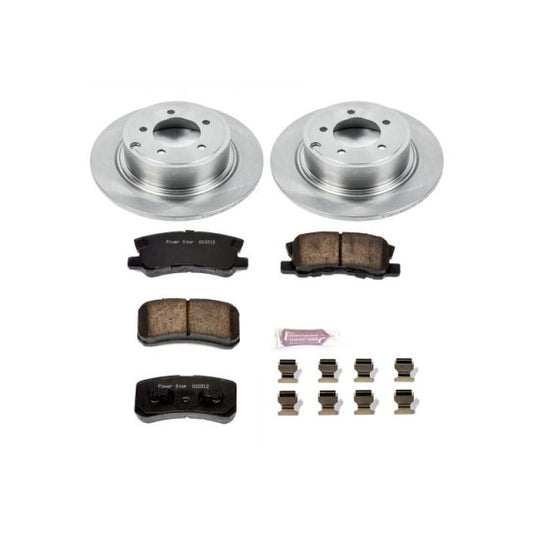 PowerStop rear brake kit for 2011-2014 Chrysler 200, Autospecialty OE brake components with rotors and calipers visible.