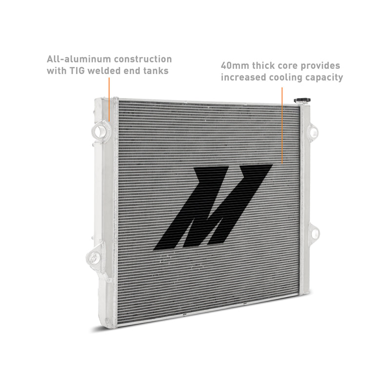 Mishimoto aluminum radiator for 2003-2009 Toyota 4-Runner and GX470 4.7L engine, showcasing a sleek, high-performance cooling component.