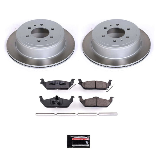 PowerStop rear semi-coated brake rotor kit for Lincoln Mark LT 2006-2008, performance brake components with a blank rotor design.