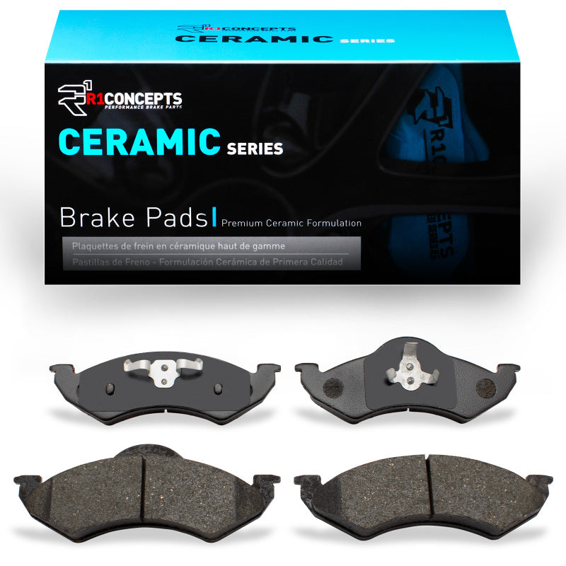 R1 Concepts Dodge Durango front ceramic brake pads, OE quality, with visible brake pad surface and backing plate.