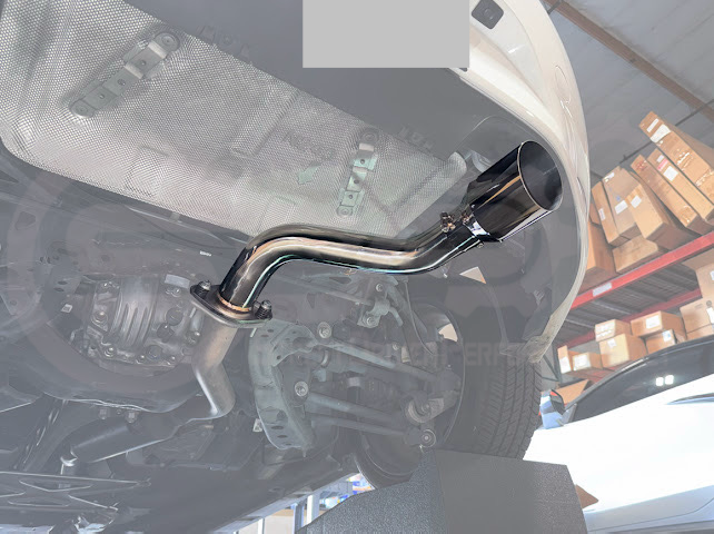 Street Driven Performance Mazda MX-5 Miata ND axle back exhaust with 4-inch burnt or chrome tips, showcasing the muffler delete design.