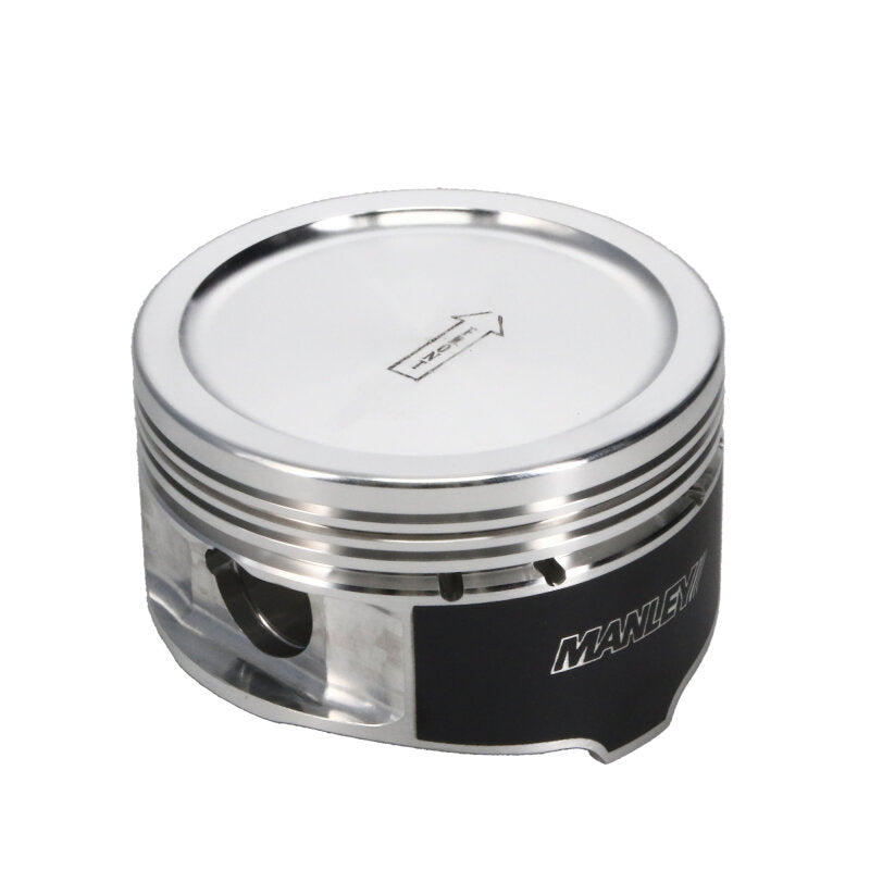 Manley Performance forged Ford 4.6L V8 piston set with 3.572-inch bore, 1.200-inch compression height, -11.00 CC, in a clear image.