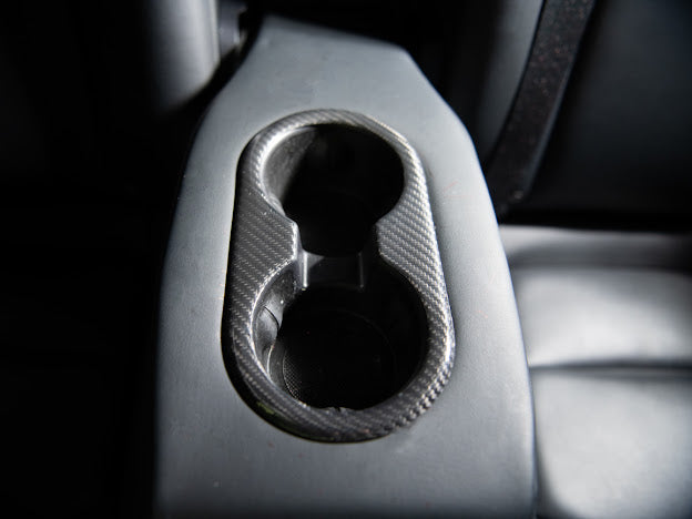 2020-UP TESLA MODEL 3 & Y CARBON FIBER INTERIOR REAR WATER CUP FRAME