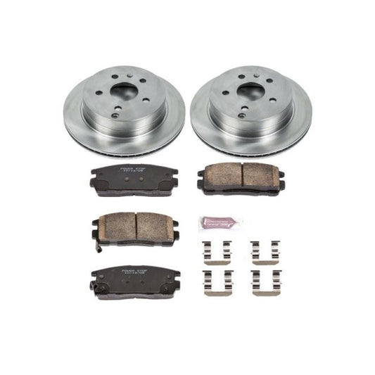 PowerStop rear OE brake kit for 2010-2017 Chevrolet Equinox, includes brake rotors and pads, installed on the vehicle.